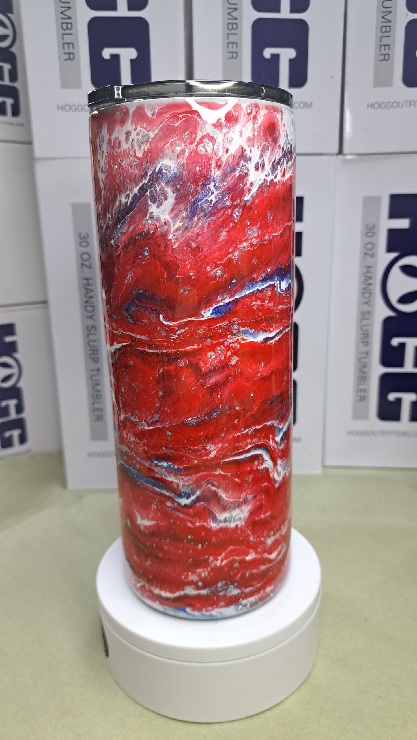 #29 Hogg 30 oz fatty stainless steel drinking tumbler.