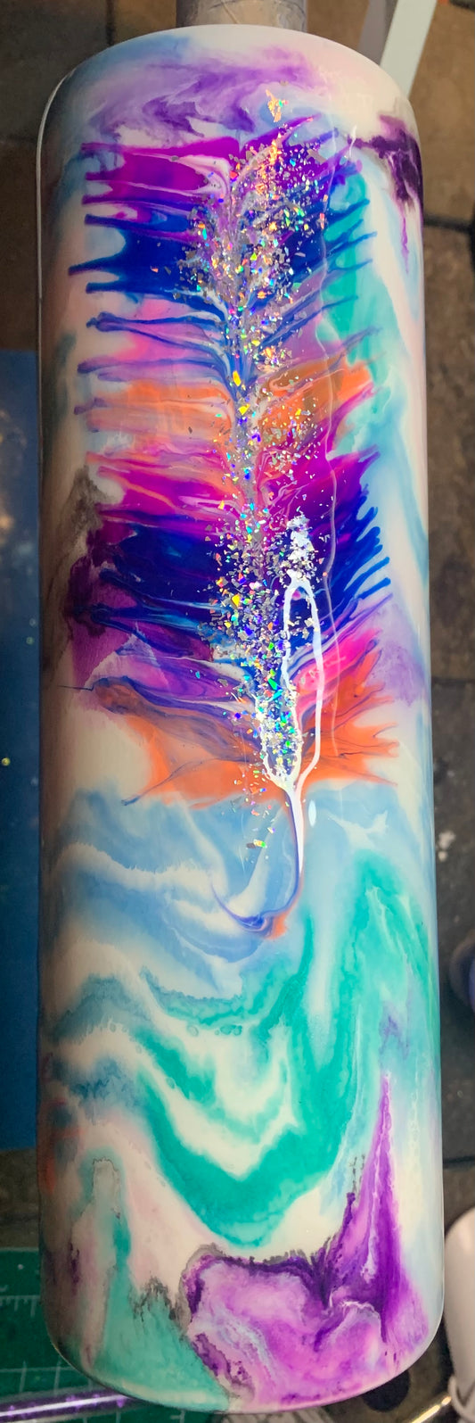 Hogg30oz skinny Neon Feather drinking tumbler