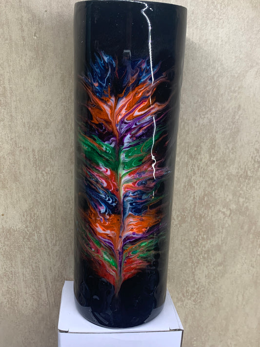 Hogg 30oz skinny drinking tumbler Neon Feather #2517