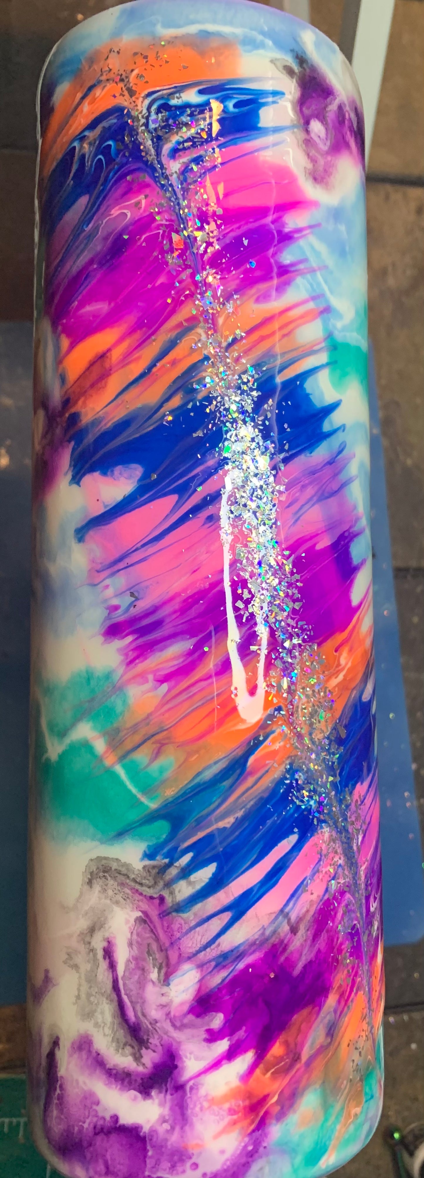 Hogg30oz skinny Neon Feather drinking tumbler