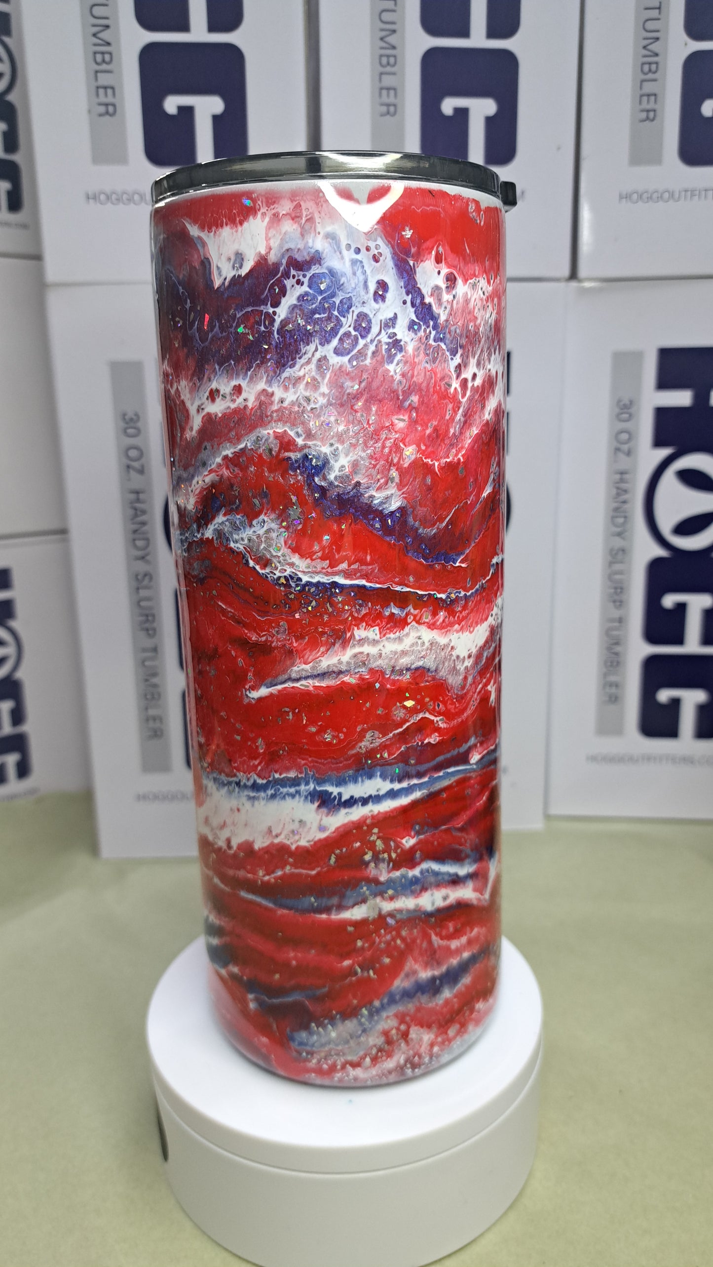 #29 Hogg 30 oz fatty stainless steel drinking tumbler.