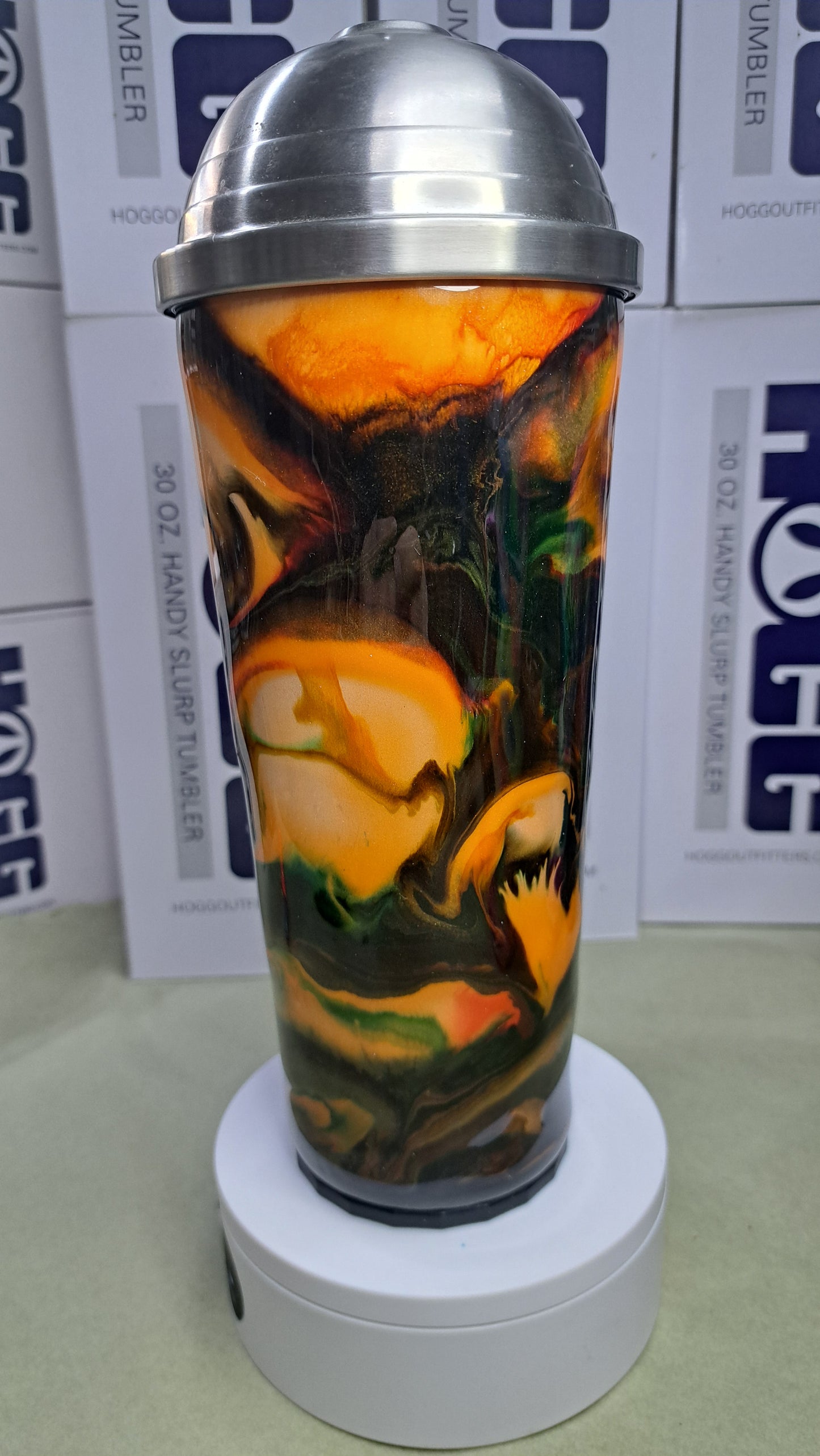 #32:Hogg 30oz Handy Slurp stainless steel drinking tumbler.western.