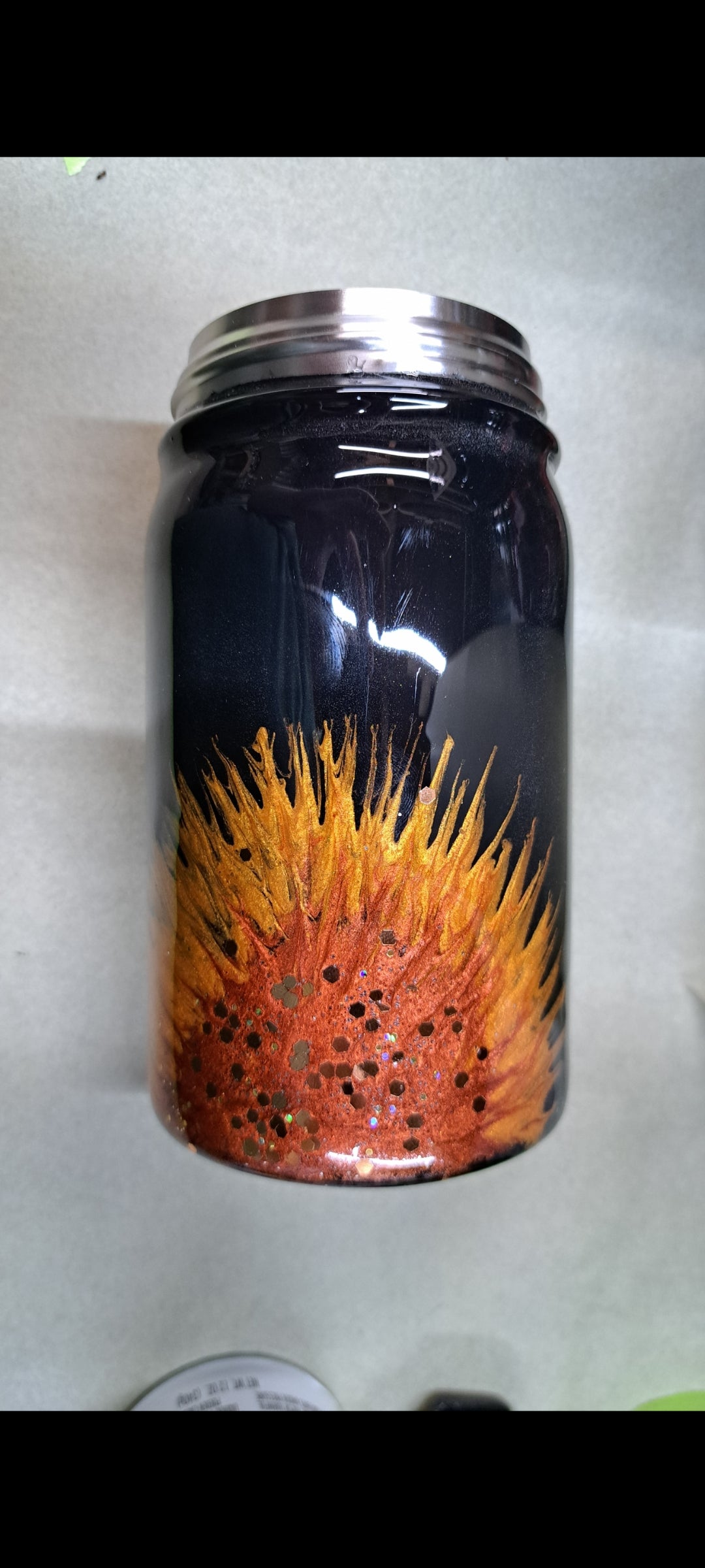 17oz stainless steel Mason jar drinking tumbler with sunflower 🌻