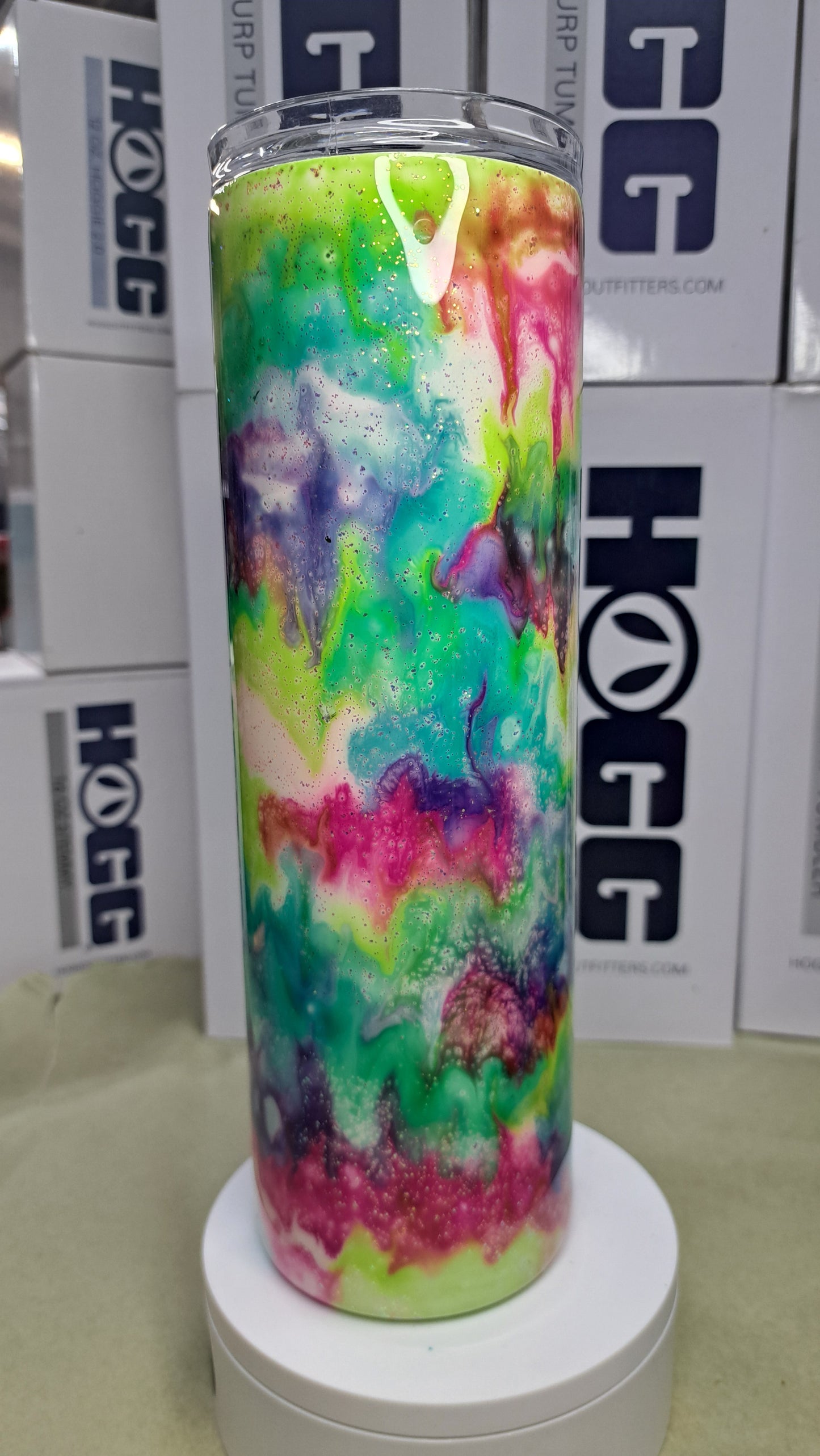#26 Hogg 30oz Skinny stainless steel drinking tumbler tie die colors.