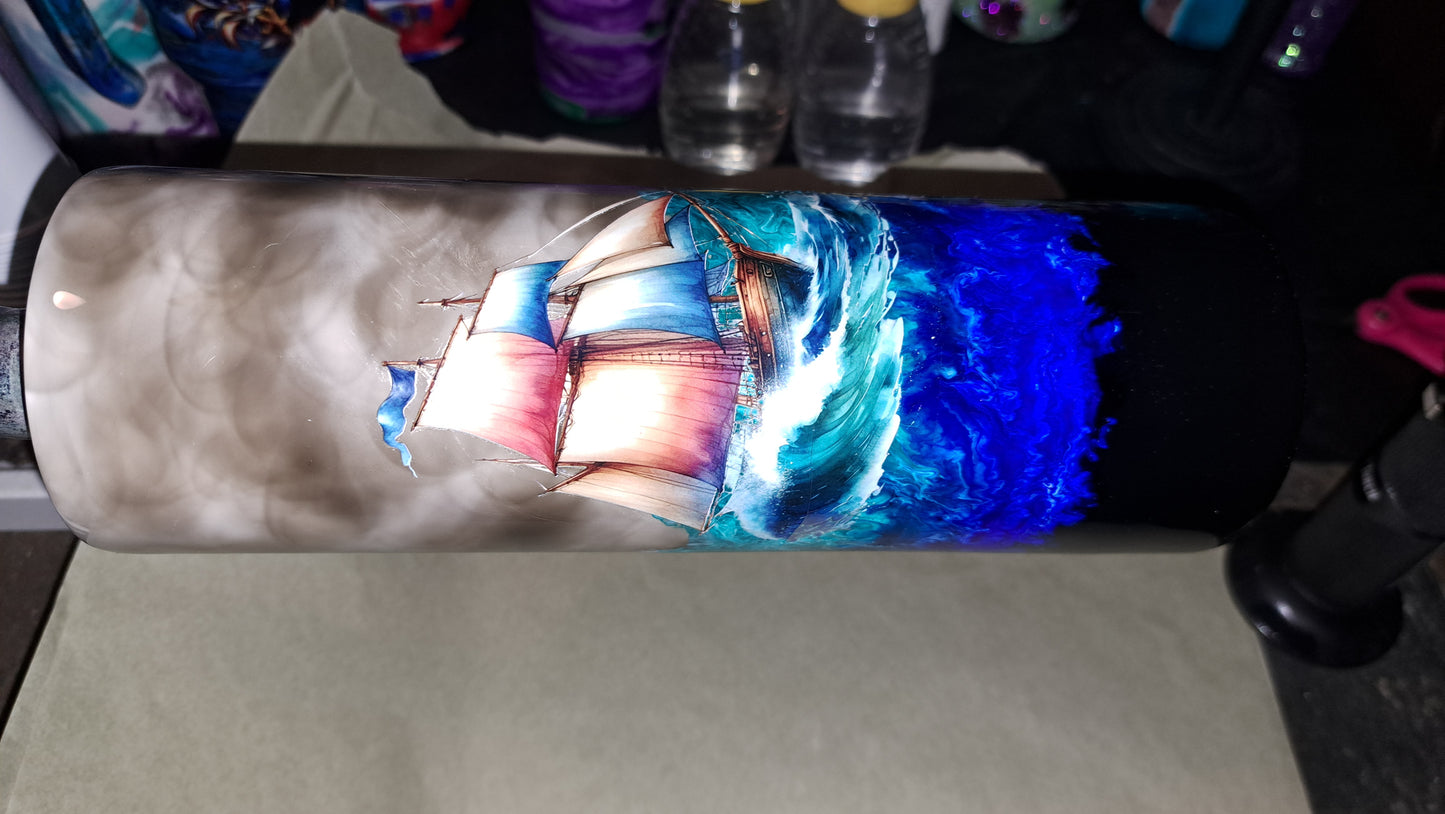 30oz Hogg skinny drinking tumbler "stormy seas"