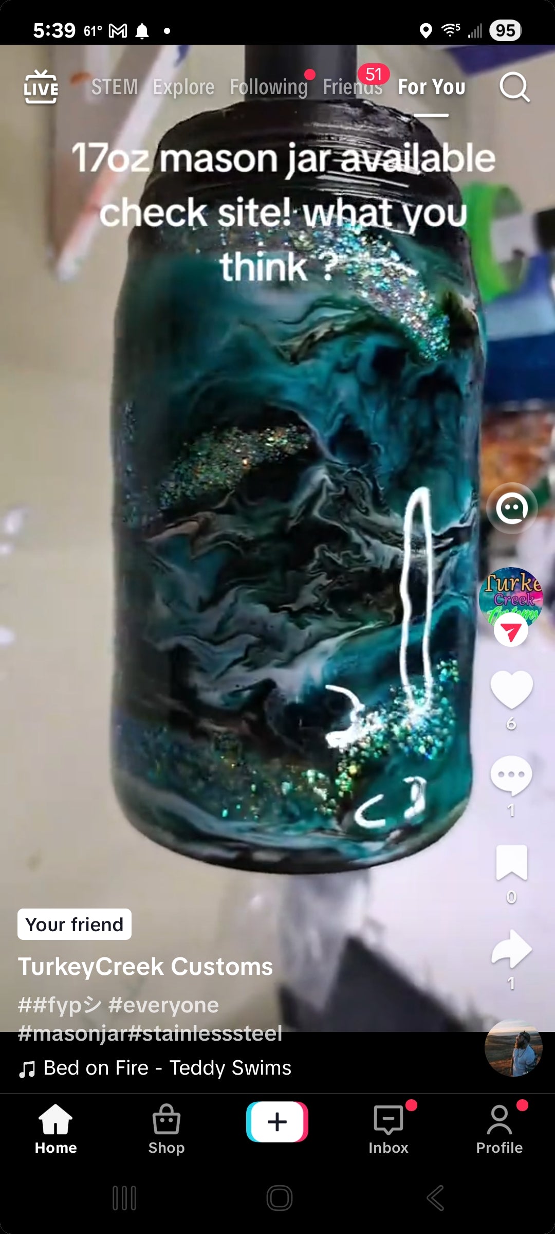 17oz stainless steel Mason jar drinking tumbler