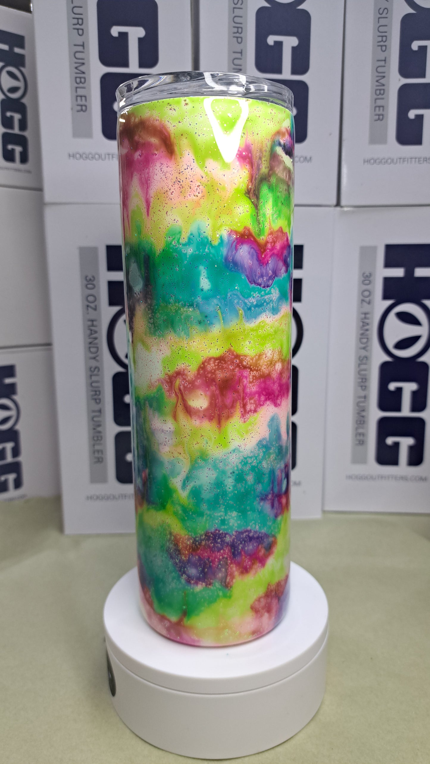 #26 Hogg 30oz Skinny stainless steel drinking tumbler tie die colors.