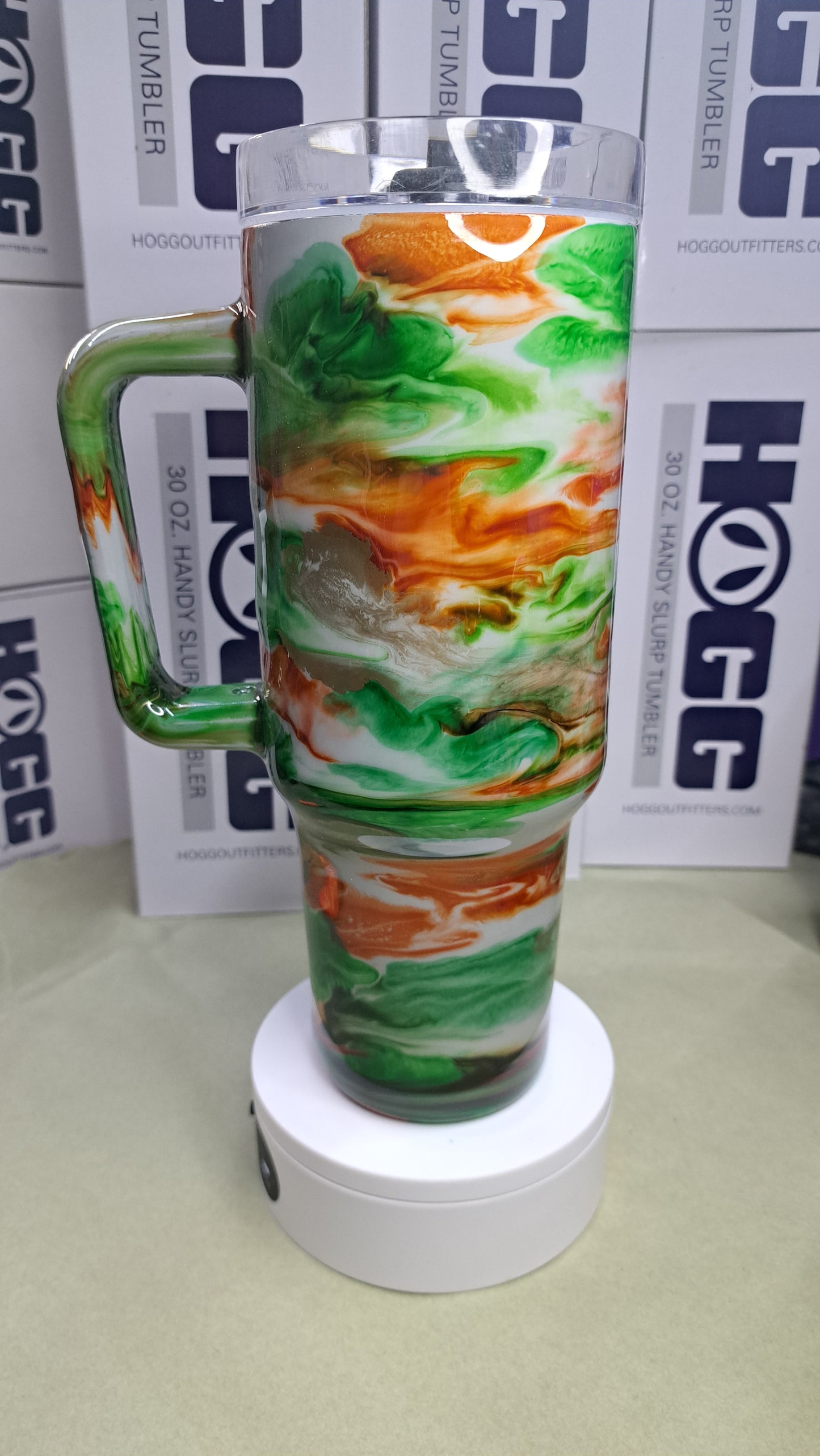#34..Hogg 40oz stainless steel drinking tumbler with handle.this thing is huge !