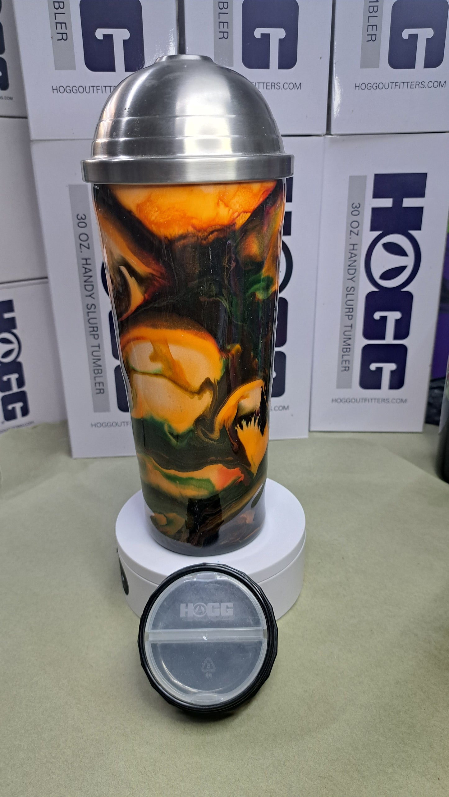 #32:Hogg 30oz Handy Slurp stainless steel drinking tumbler.western.