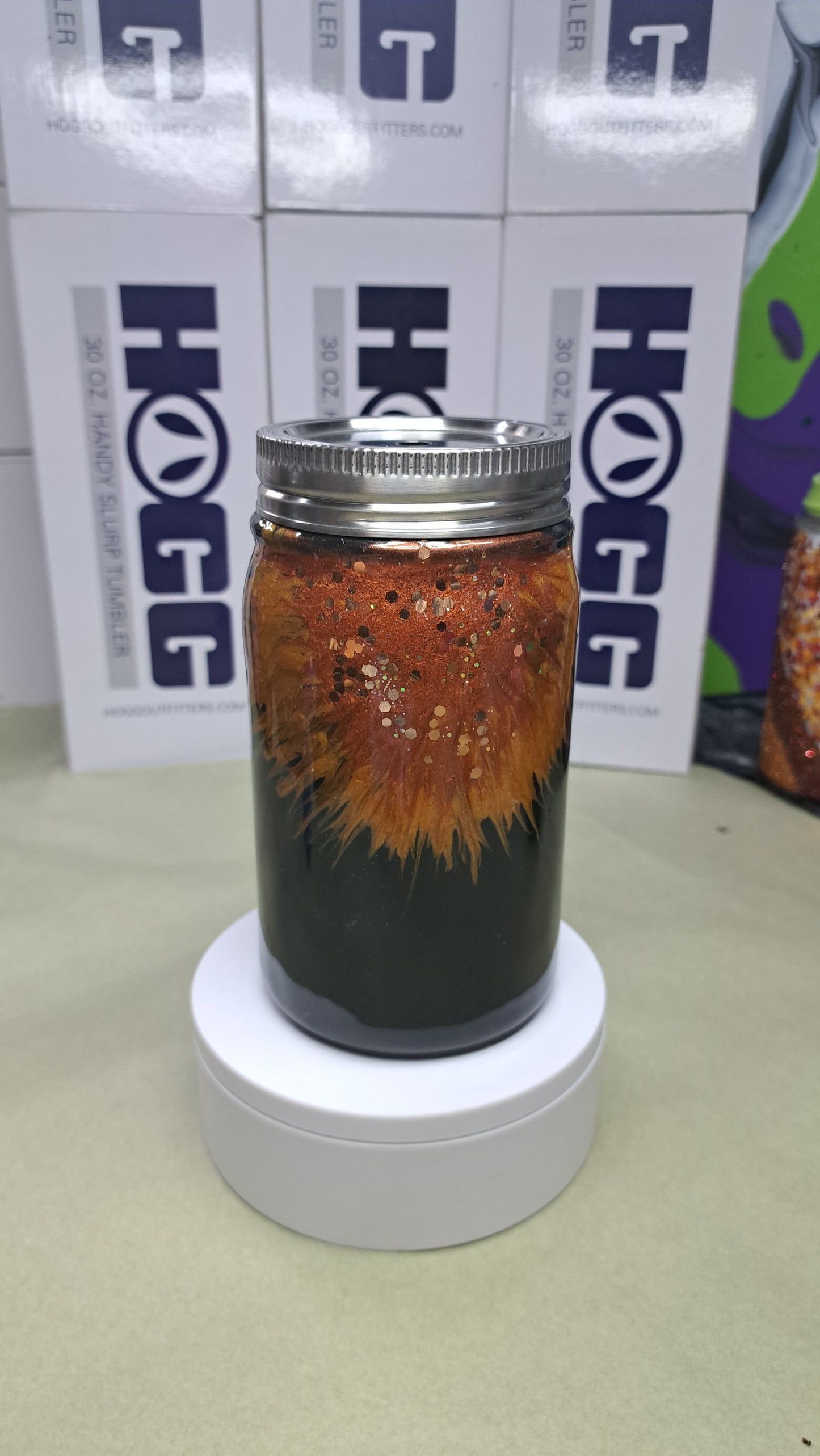 #3 17oz stainless steel Mason jar drinking tumbler with sunflower 🌻